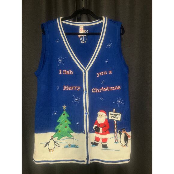 Ugly Christmas Sweater Xmas Vest Size XL - Picture 1 of 3